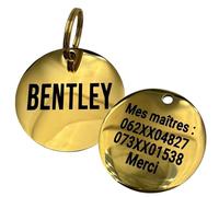 UNIKTAG Médaille en acier gravée pour chien ou chat, médaillon personnalisable, étiquette d'identification personnalisée, médaille gravée, 3 tailles 20-25-30mm - 5 couleurs (Or, 20mm)