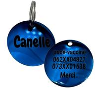 UNIKTAG Médaille en acier gravée pour chien ou chat, médaillon personnalisable, étiquette d'identification personnalisée, médaille gravée, 3 tailles 20-25-30mm - 5 couleurs (Bleu, 30mm)