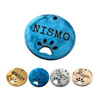 UNIKTAG Médaille en acier inoxydable pour chien, médaille gravée, Etiquette d'identification personnalisable, médaillon gravé (Bleu)