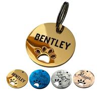 UNIKTAG Médaille en Acier Inoxydable pour Chien, médaille gravée, Etiquette d'identification Personnalisable, médaillon gravé (Or)