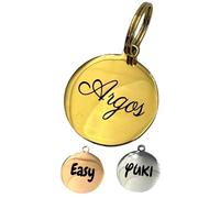 UNIKTAG Médaille en acier inoxydable pour chien, médaille gravée, Etiquette d'identification personnalisable, médaillon gravé (Or)