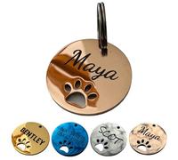 UNIKTAG Médaille en acier inoxydable pour chien, médaille gravée, Etiquette d'identification personnalisable, médaillon gravé (Or rose)