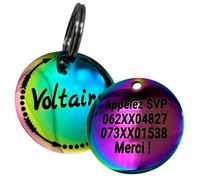 UNIKTAG Médaille en acier inoxydable pour chien, médaille gravée, Etiquette d'identification personnalisable, médaillon gravé, médaille chien (Iridium, 30mm)