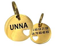 UNIKTAG MÉDAILLE GRAVÉE COEUR RONDE POUR CHIEN OU CHAT, MÉDAILLON PERSONNALISABLE, ETIQUETTE D'IDENTIFICATION PERSONNALISÉE, MEDAILLE EN ACIER COEUR, PORTE-ADRESSE POUR CHIEN (Or)