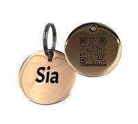 UNIKTAG Médaille gravée en acier avec QR Code, pour chiens et chats, Médaillon QR Code, Médaille personnalisable, Porte-adresse pour chiens (Ronde or rose 25mm)