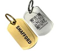 UNIKTAG Médaille gravée en acier avec QR Code, pour chiens et chats, Médaillon QR Code, Médaille personnalisable, Porte-adresse pour chiens (Plaque Or)