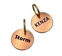 UNIKTAG MÉDAILLE GRAVÉE POUR CHIEN OU CHAT DE FORME RONDE, MÉDAILLON EPAIS PERSONNALISABLE, ETIQUETTE D'IDENTIFICATION PERSONNALISÉE, MEDAILLE EN CUIVRE