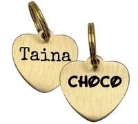 UNIKTAG MÉDAILLE GRAVÉE pour Chien OU Chat en Forme DE Coeur, MÉDAILLON Epais Personnalisable, Etiquette D'IDENTIFICATION PERSONNALISÉE, Medaille en Laiton