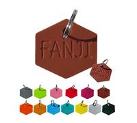 UNIKTAG Médaille originale gravée en silicone pour chien ou chat, médaillon personnalisable souple, étiquette d'identification personnalisée, en forme de diamant (Marron)