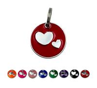 UNIKTAG Médaille pour Chien, médaille gravée, étiquette d'identification Personnalisable, médaillon avec Gravure personnalisée (Rouge)