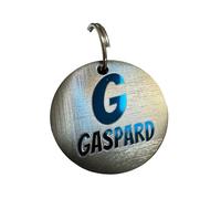 UNIKTAG Médaille pour Chien ou Chat, médaille gravée édition spéciale Letter irisée 25mm ou 30mm en Acier Inoxydable (25mm, Bleu)