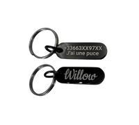 UNIKTAG Mini Médaille en Acier Unique pour Chien ou Chat - Personnalisée Gravure Laser | Légère, Résistante & Design Premium (Noir)