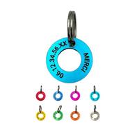 Uniktag - Petite médaille rondelle en aluminium pour animaux. Médaillon original personnalisable. Gravure en France (Bleu clair)