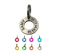Uniktag - Petite médaille rondelle en aluminium pour animaux. Médaillon original personnalisable. Gravure en France (Gris)