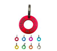 Uniktag - Petite médaille rondelle en aluminium pour animaux. Médaillon original personnalisable. Gravure en France (Rouge)