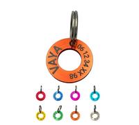 Uniktag - Petite médaille rondelle en aluminium pour animaux. Médaillon original personnalisable. Gravure en France (Orange)