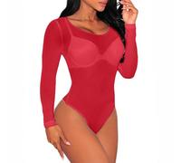 unilarinna Ensemble de lingerie sexy pour femme - Body en dentelle avec porte-jarretelles - Robe de cocktail pour femme - Tenue sexy en latex - Lingerie pour femme, rouge, M