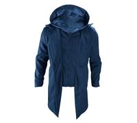 unilarinna Manteau long pour homme - Coupe ajustée - Col côtelé - Veste d'hiver - Veste softshell pour homme - Veste d'extérieur - Doudoune - Parka, bleu, L