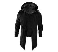 unilarinna Manteau long pour homme - Coupe ajustée - Col côtelé - Veste d'hiver - Veste softshell pour homme - Veste d'extérieur - Doudoune - Parka, Noir , L