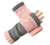 unilarinna Mitaines Tricotées Pour Femme Avec Broderie De Chat Mignon Gants Chauds De Gants Tricotés Mignons À Motif Chat Femme Décontractés À Doigts Ouverts Gant Hiver Mitaine Gant Hiver Moufle