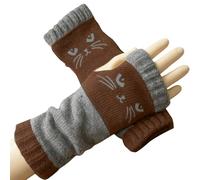 unilarinna Mitaines Tricotées Pour Femme Avec Broderie De Chat Mignon Gants Chauds De Gants Tricotés Mignons À Motif Chat Femme Décontractés À Doigts Ouverts Gant Hiver Mitaine Gant Hiver Moufle