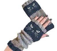 unilarinna Mitaines Tricotées Pour Femme Avec Broderie De Chat Mignon Gants Chauds De Gants Tricotés Mignons À Motif Chat Femme Décontractés À Doigts Ouverts Gant Hiver Mitaine Gant Hiver Moufle