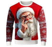 unilarinna Pull de Noël amusant pour homme et femme - Pull de Noël - Pull de Noël Ugly Christmas Pull chaud en tricot Rudolph Flocons de neige Pull en tricot pour homme et femme, rouge, XXL