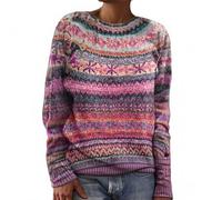 unilarinna Pull en cachemire pour femme à manches longues col rond rayé pour automne hiver élégant pull d'hiver chaud décontracté maille S-5XL, 01-Rose allumé, Medium