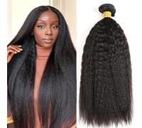 UNILO Cheveux Naturel Bresilienne 12A Grade Tissage Kinky Straight Bresilien Kinky Straight Hair Double Trame Tissage Bresilien Boucle 16 Pouce