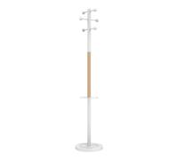 UNILUX Access Portemanteau sur Pied 6 Patères avec Porte-Parapluies et Egouttoir 175 x 34cm Bois/ Blanc