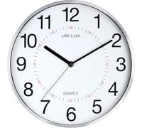 Unilux Horloge murale Aria – 30,5 cm, système quartz, double affichage, métal gris