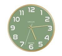 Unilux Horloge murale BALTIC silencieuse – Quartz – Ø 31,5 cm – Vert sauge & hêtre