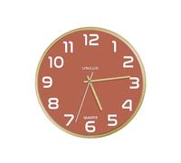 Unilux Horloge murale BALTIC – silencieuse, mouvement quartz Ø 31,5 cm – Brick et Hêtre