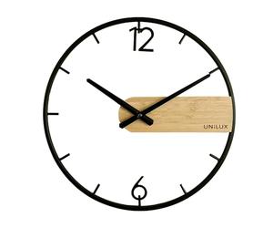 UNILUX Circle Horloge Murale 42cm Noir/Bambou
