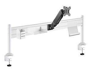 UNILUX Ergo Station Portique Ergonomique pour Bureau avec Bras Support Écran jusqu'à 27" Dimensions 125x40x15cm Blanc, 400124600