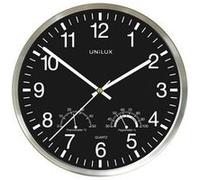 Unilux Horloge murale WETTY, silencieuse, Ø 30 cm, gris métal, avec thermomètre et hydromètre