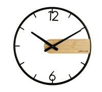 Unilux Horloge murale Wood silencieuse - Diamètre 42 cm - Noir et bambou