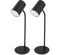 Unilux KATZ, Lampe de Bureau LED, 3 Niveaux Luminosité, Tactile, Tête Orientable, Base et Tube en Métal, Noir, Design Élégante et Épurée (Lot de 2)