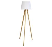 Lampadaire trépied en bambou Unilux avec abat jours en tissu tooka bambou et blanc