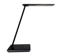 Unilux Lampe de bureau LED Linka – Dimmable 3 modes, 4 niveaux, socle induction sans fil, USB
