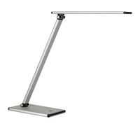 Unilux Lampe de bureau Terra - Led intégrée - 5W - Bras et tête articulés - Variateur d'intensité - Gris Métal