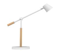 Unilux Lampe de bureau Vicky - Led intégrée - 9W - Bras articulé - Tête orientable - Port USB - Blanc et Hêtre