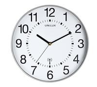 Unilux Maxi Wave Pendule de bureau Système Quartz Radio-pilotée et Lisible jusqu'à 150 m Ø 37,5 cm Gris métal