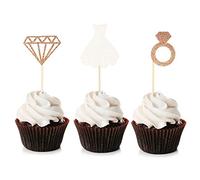 Unimall 24 Pièces Bride to Be Cupcake Toppers Diomand Dress Gâteau Toppers Pour Bridal Shower Décoration Gâteau Anniversaire Fournitures de Parti