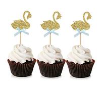 Unimall 24 Pièces Briller Swan Cupcake Toppers Cygne Gâteau Toppers pour Douche bébé Décoration Fournitures Décoration Gâteau