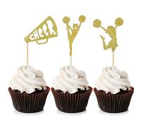 Unimall 24 Pièces Cheerleader Cupcake Toppers Cheers Gâteau Toppers Fête d'anniversaire Gâteau Décorations