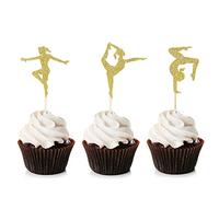 Unimall 24 Pièces Gymnastique Cupcake Toppers Gymnastique Gâteau Toppers pour Gâteau Toppers Décoration Gâteau