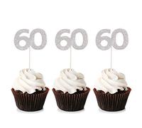 Unimall 24 Pièces Numéro 60 Cupcake Toppers 60 Anniversaire Décoration Gâteau pour 60 Anniversaire Mariage Fête Gâteau Toppers