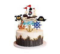 Unimall Global Lot de 13 couvercles de gâteau pirate pour fête d'anniversaire d'enfant - Thème pirate, Polychromatique
