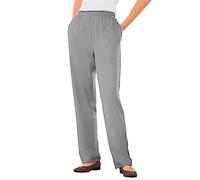 Unimate Pantalon droit pour femme - Taille élastique - Pantalon de bureau décontracté avec poches - Extensible - Doux - Couleur unie - Pour le travail, les réunions d'affaires, les entretiens, gris